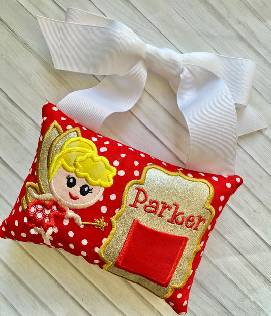 Red Sparkle Tooth Fairy Pillow